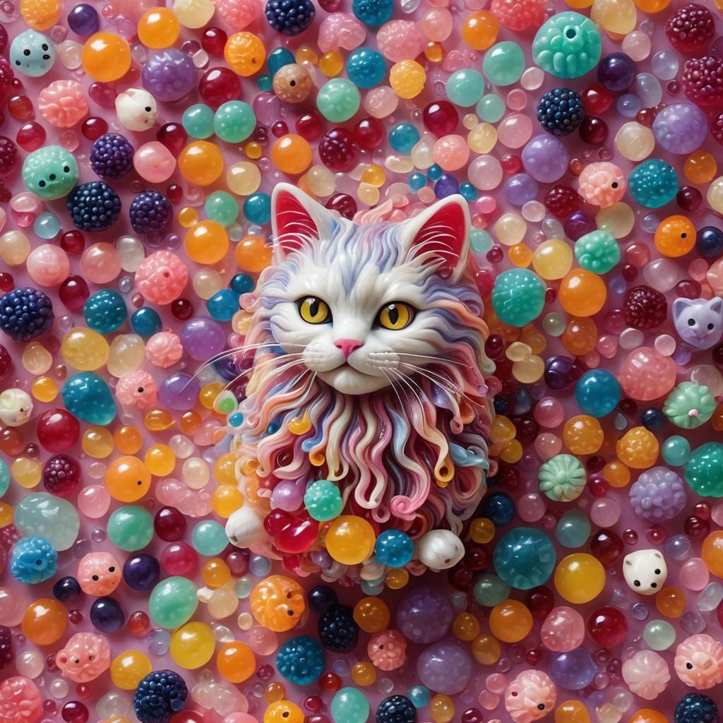 Jelly Cats in a Surreal Setting
