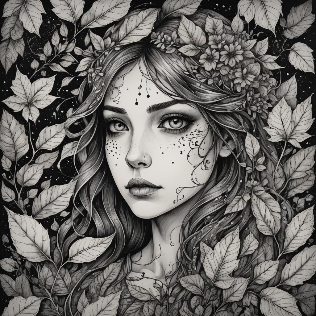 Fae Beauty Comforted by Flowers and Leaves