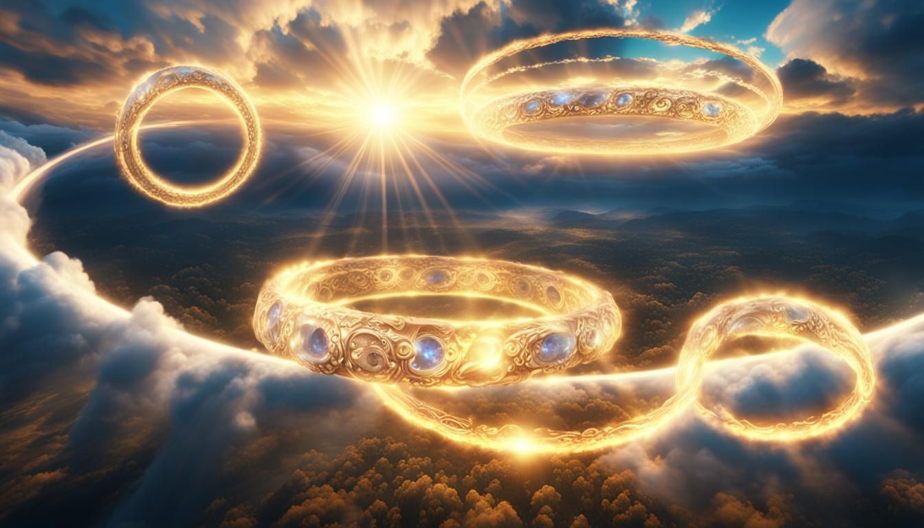 Glowing Ring with Eyes Floats in Sky