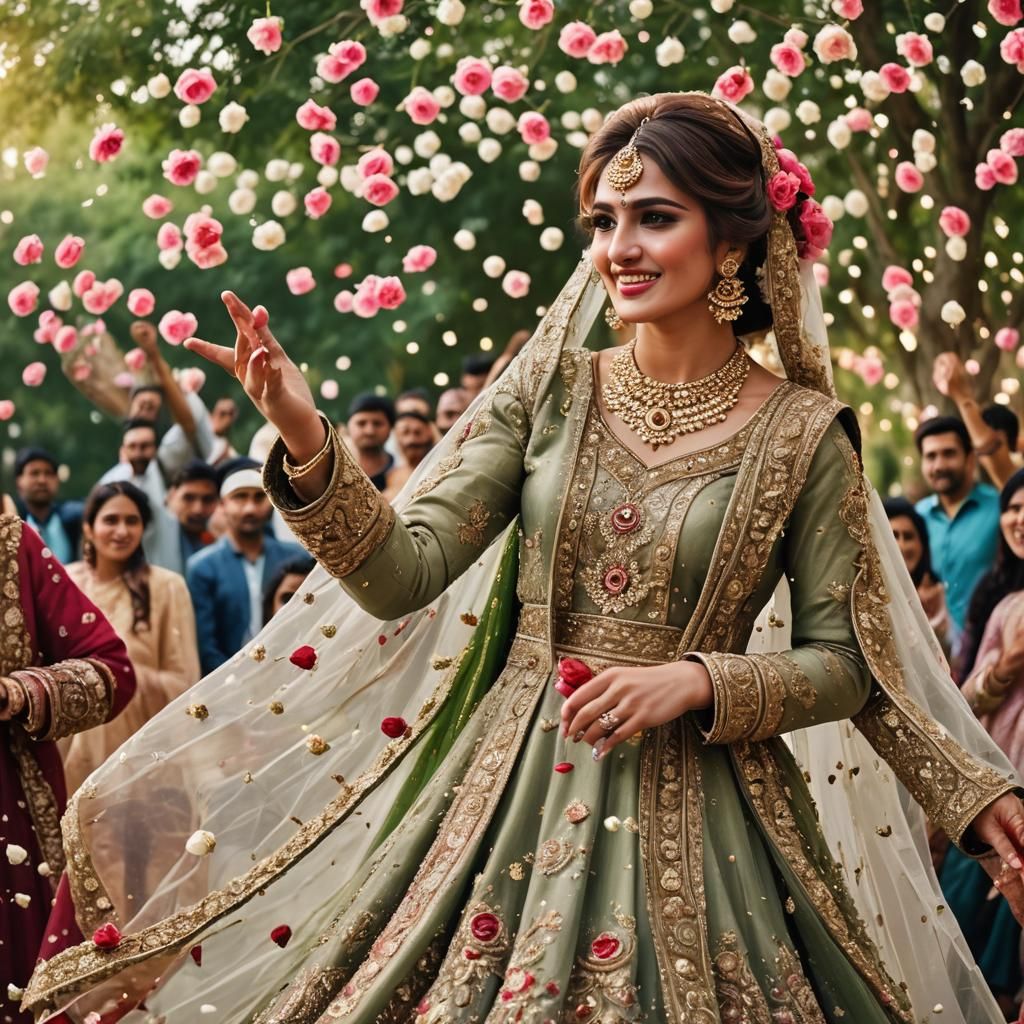 Pakistani Bride in Traditional Wedding Dress