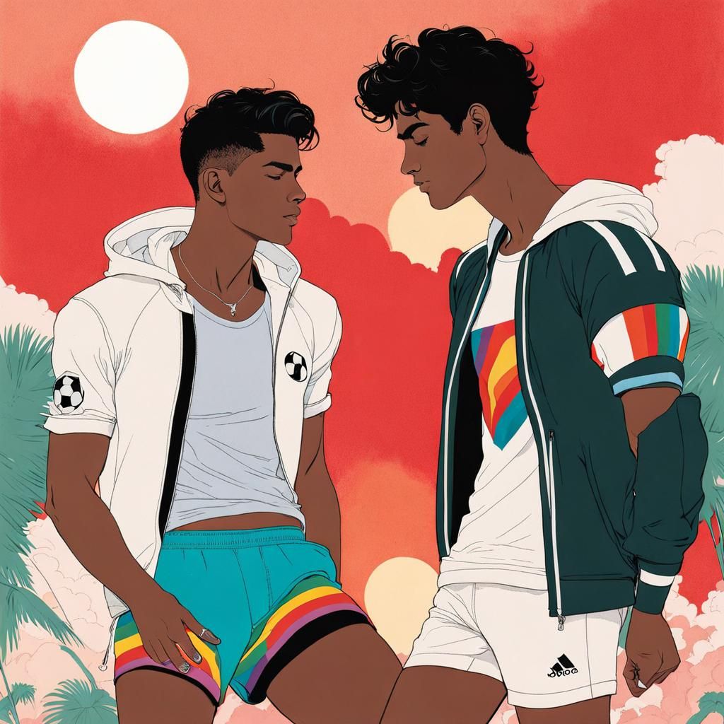 Romantic Soccer Couple in Roset Style