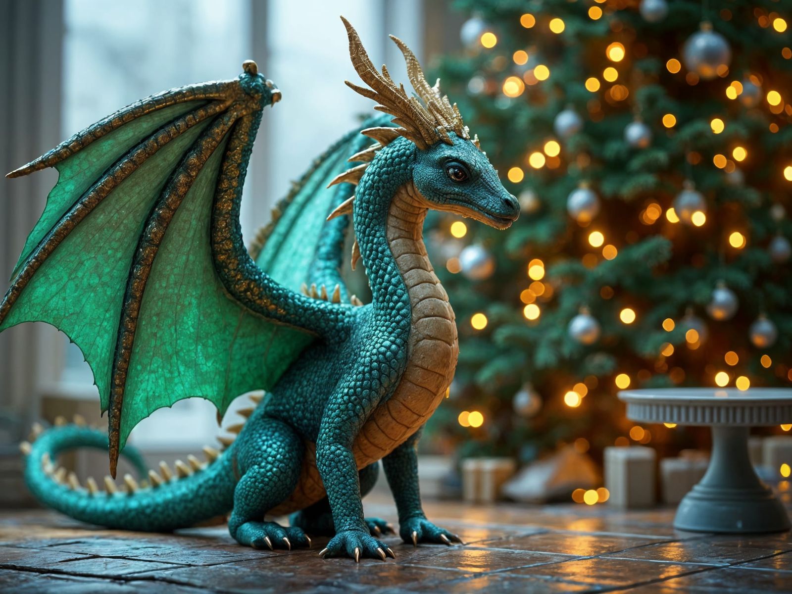 Whimsical Christmas Fantasy: A Dragon's Magical Realm