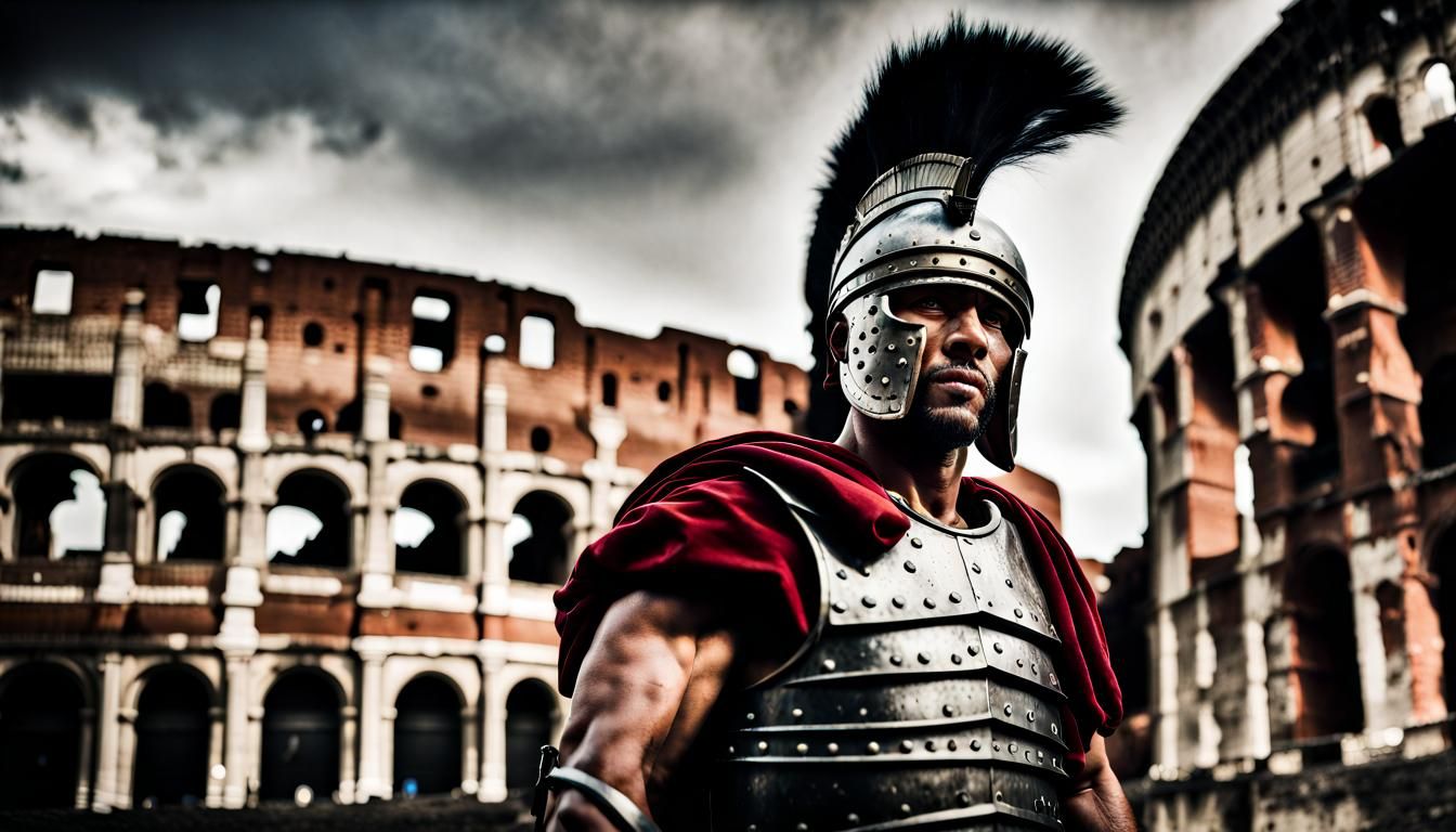 Roman Warrior with Colosseum Digital Portrait