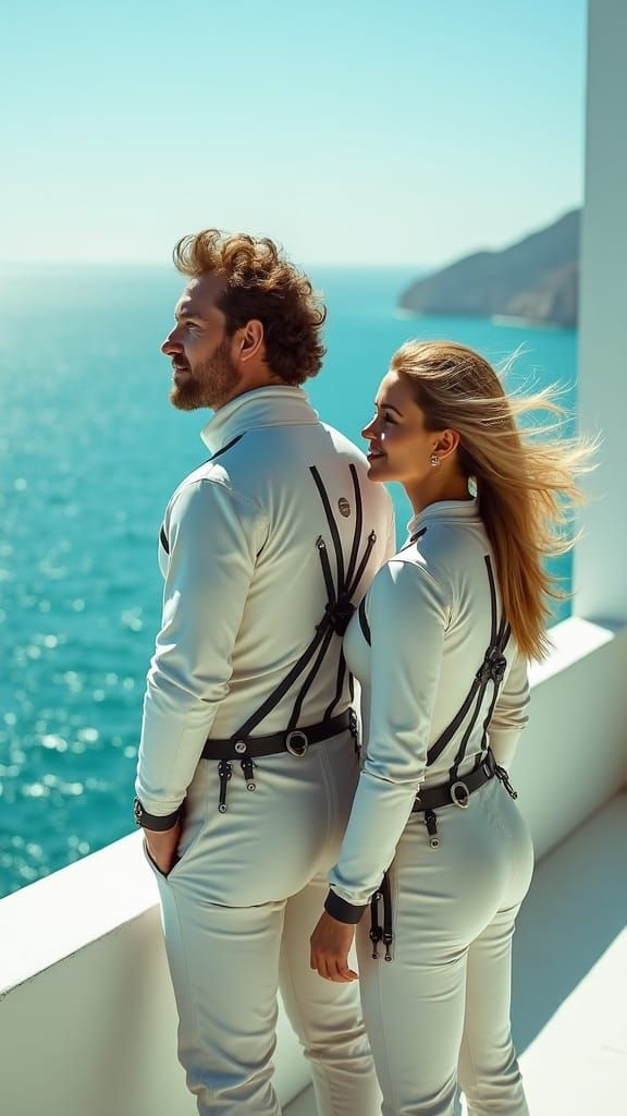 Ocean View: Man and Woman in Futuristic Lab