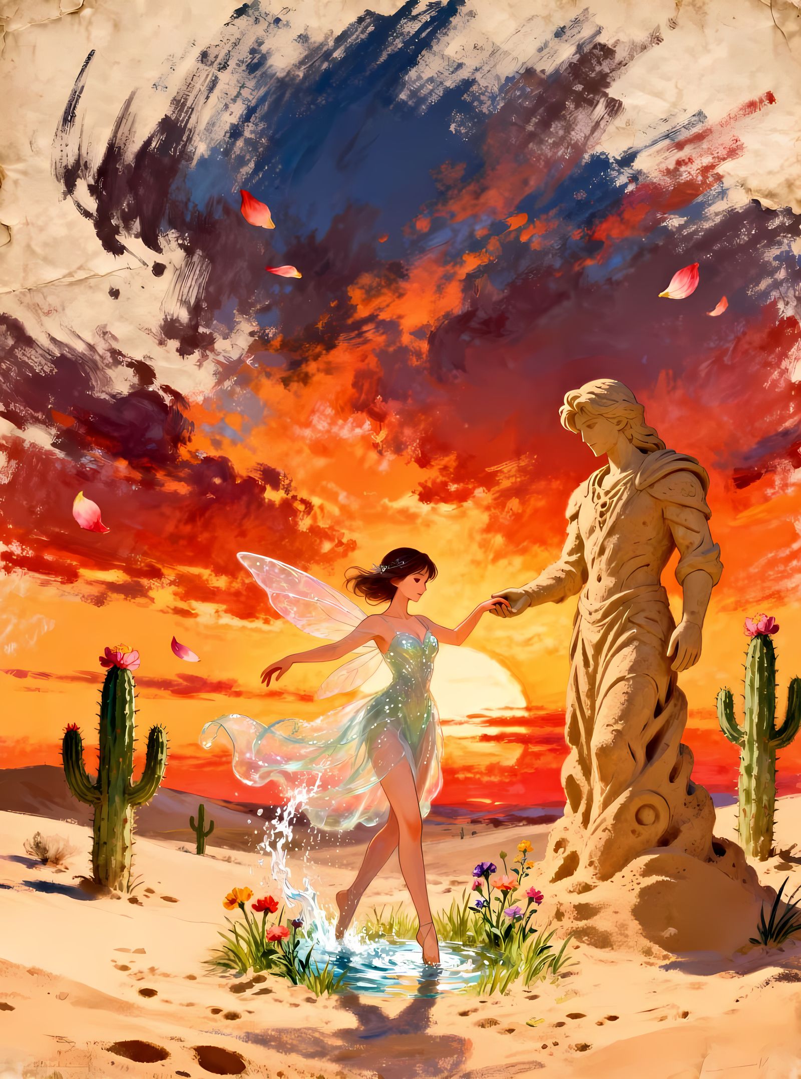 Fairy Dances with Sand Prince in Blooming Desert