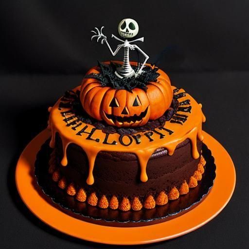 Halloween Pumpkin Cake with Chocolate Decorations