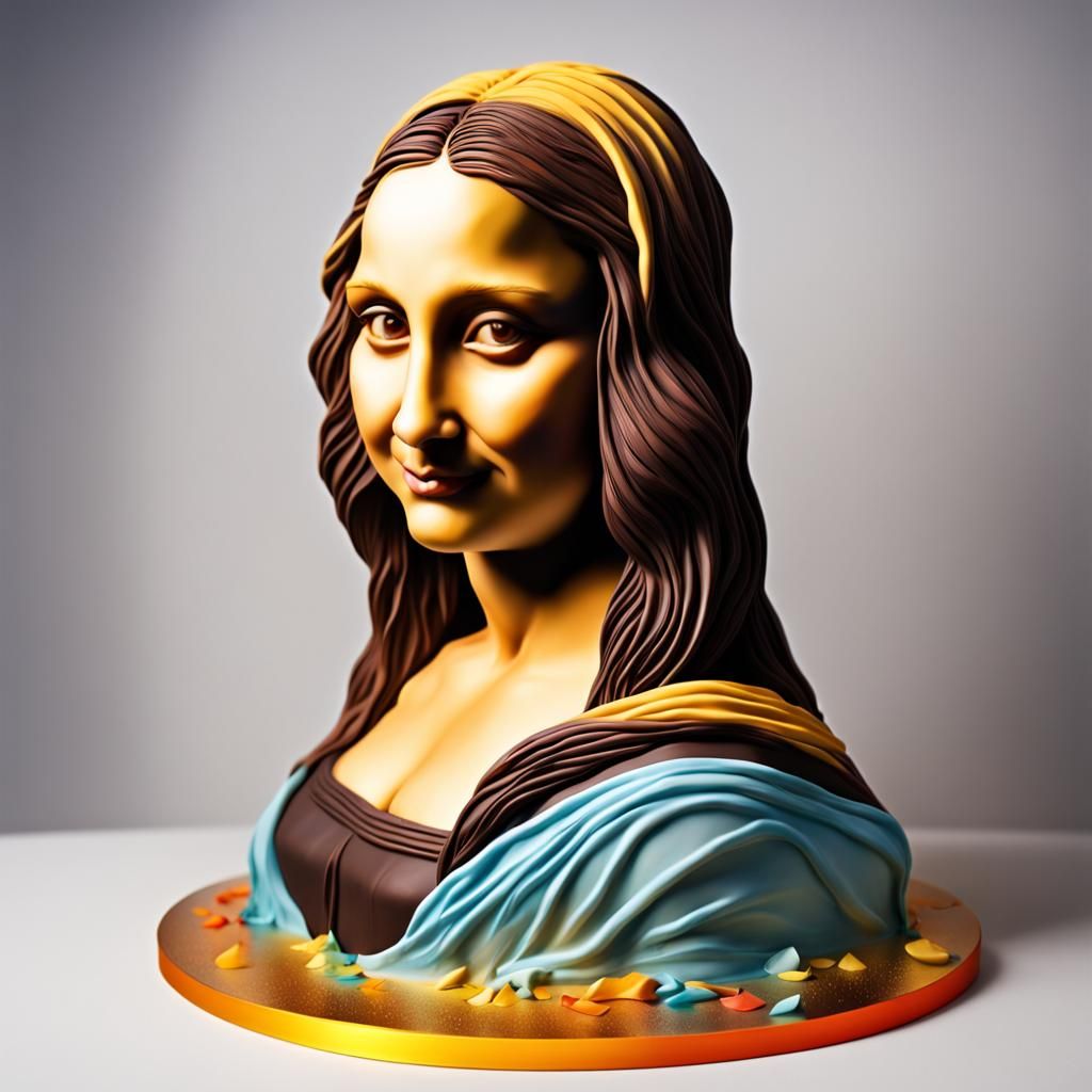 Hyperrealistic Mona Lisa Smile Cake Sculpture