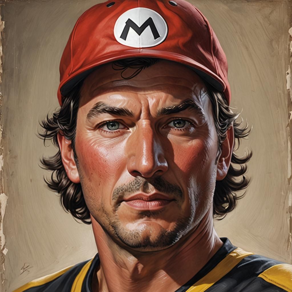 Hyperrealistic Mario Portrait, Detailed and Imposing