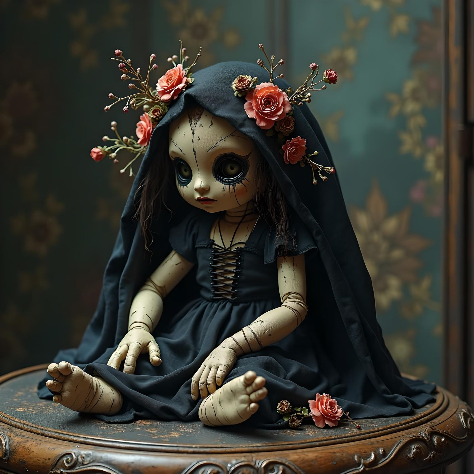 Cursed Voodoo Doll in Gothic Horror Style