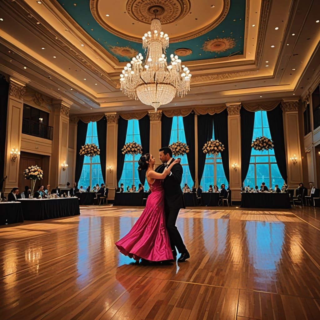 Vibrant Ballroom Royalty Dancing in Grand Hall