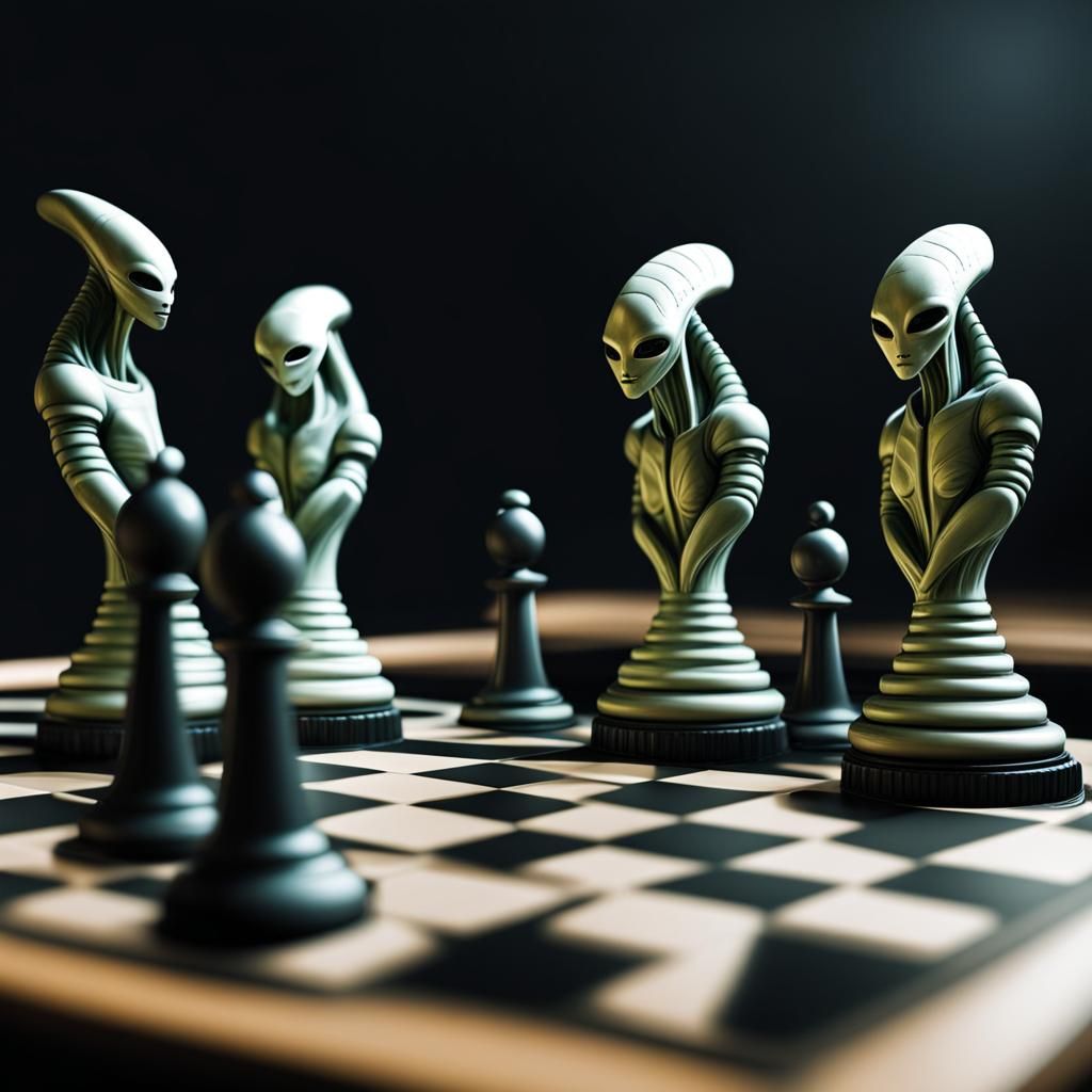 Aliens Replace Chess Pieces on Board