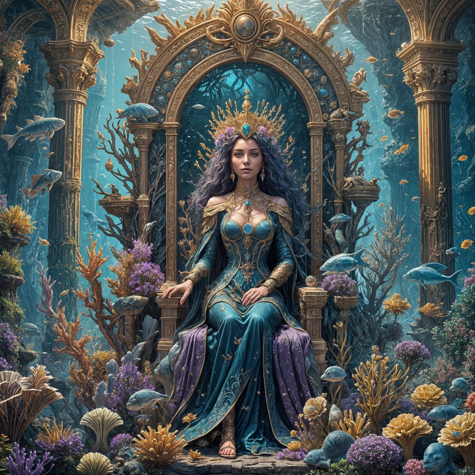 Majestic Queen of the Oceans: Detailed Digital Art