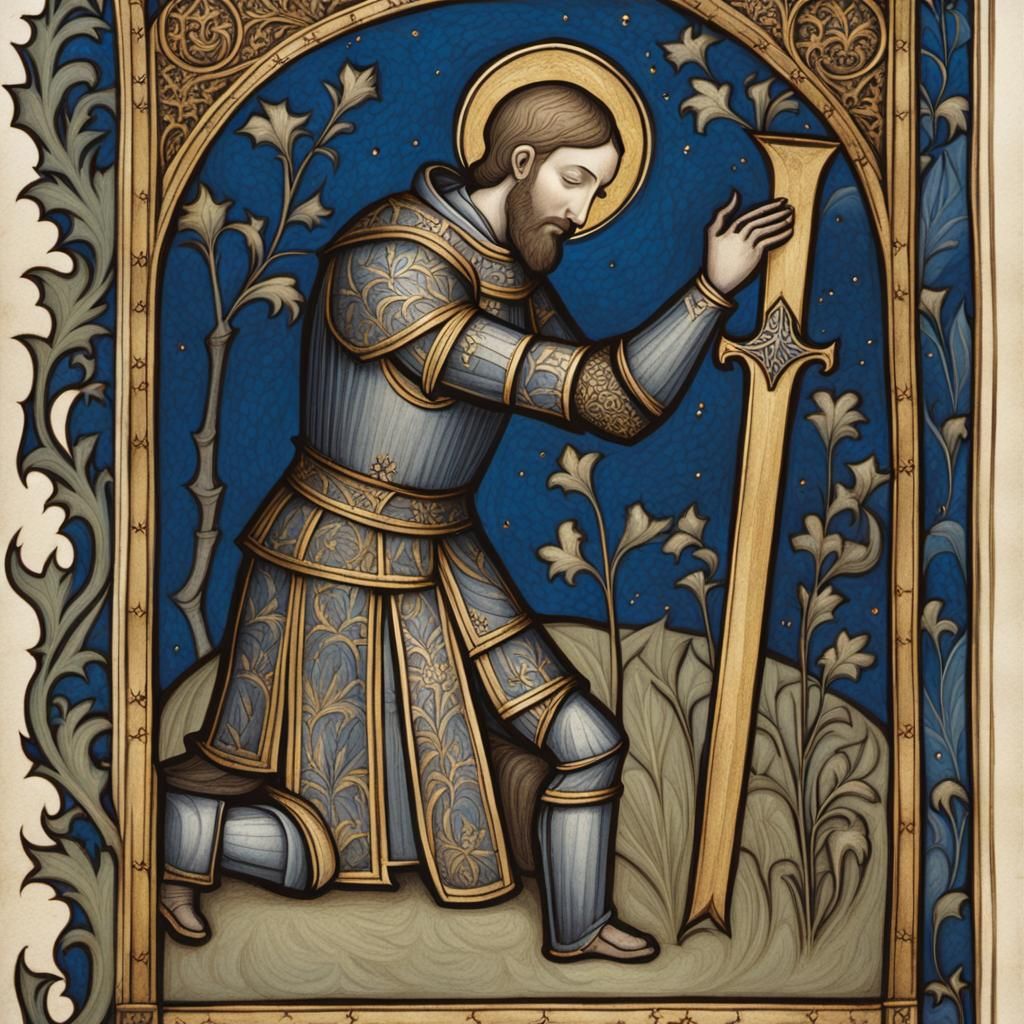 Knight in Prayer: Gothic Manuscript Illumination