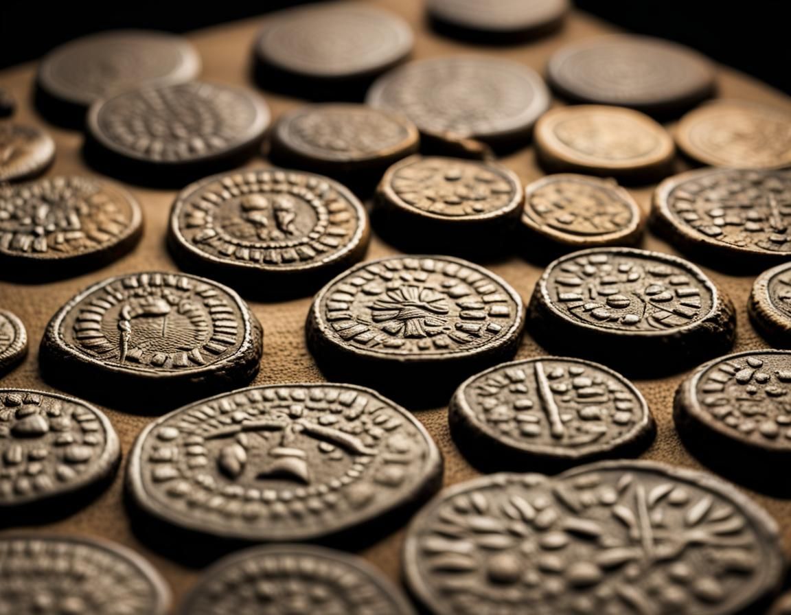 Ancient Sumerian Coins in Museum Display
