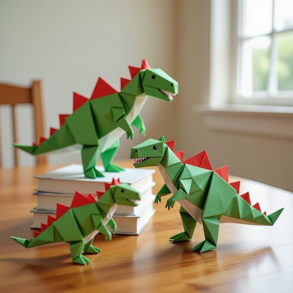Origami Dinosaurs Crafted from Paper