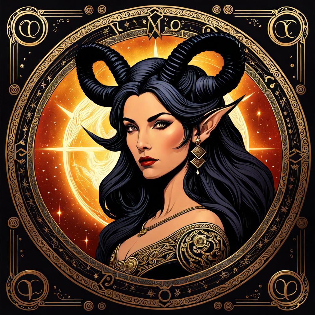 Capricorn Woman in Gouache Style