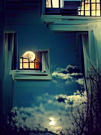Moonlit Window Scene: Awaiting Return