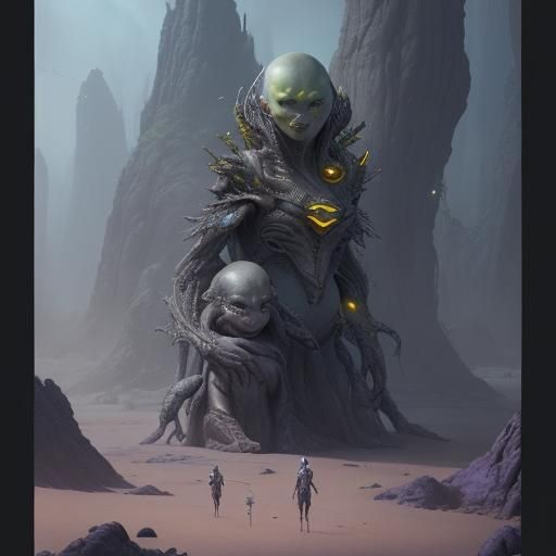 Grey Aliens in Detailed Matte Painting