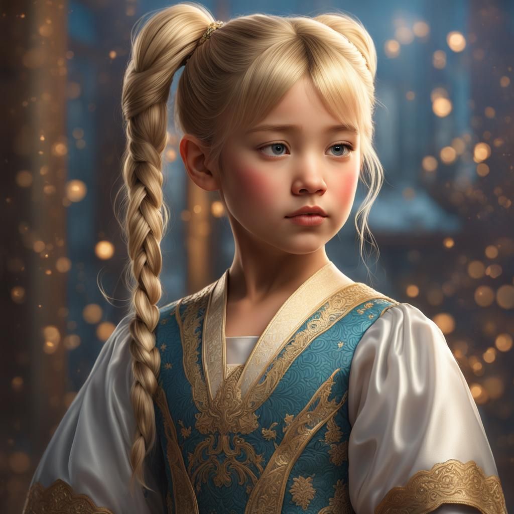 Detailed Portrait of Blonde Girl in Digital Art Style