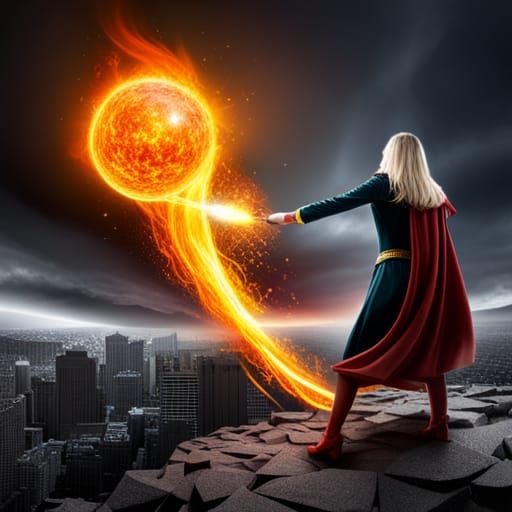 Wizard Summons Fireball: Fantasy Art Explosion