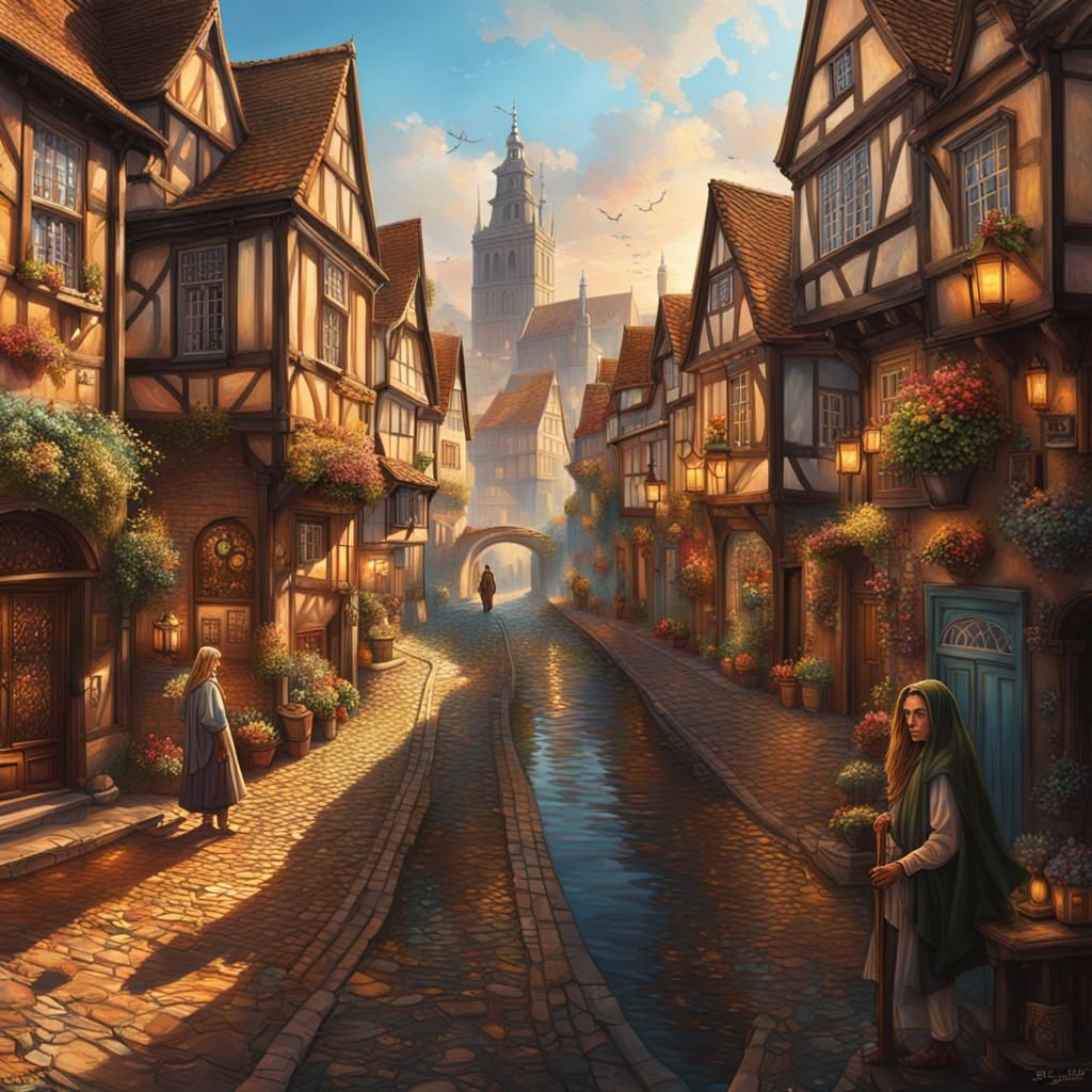 Saxon England: Hyperrealistic City Concept Art