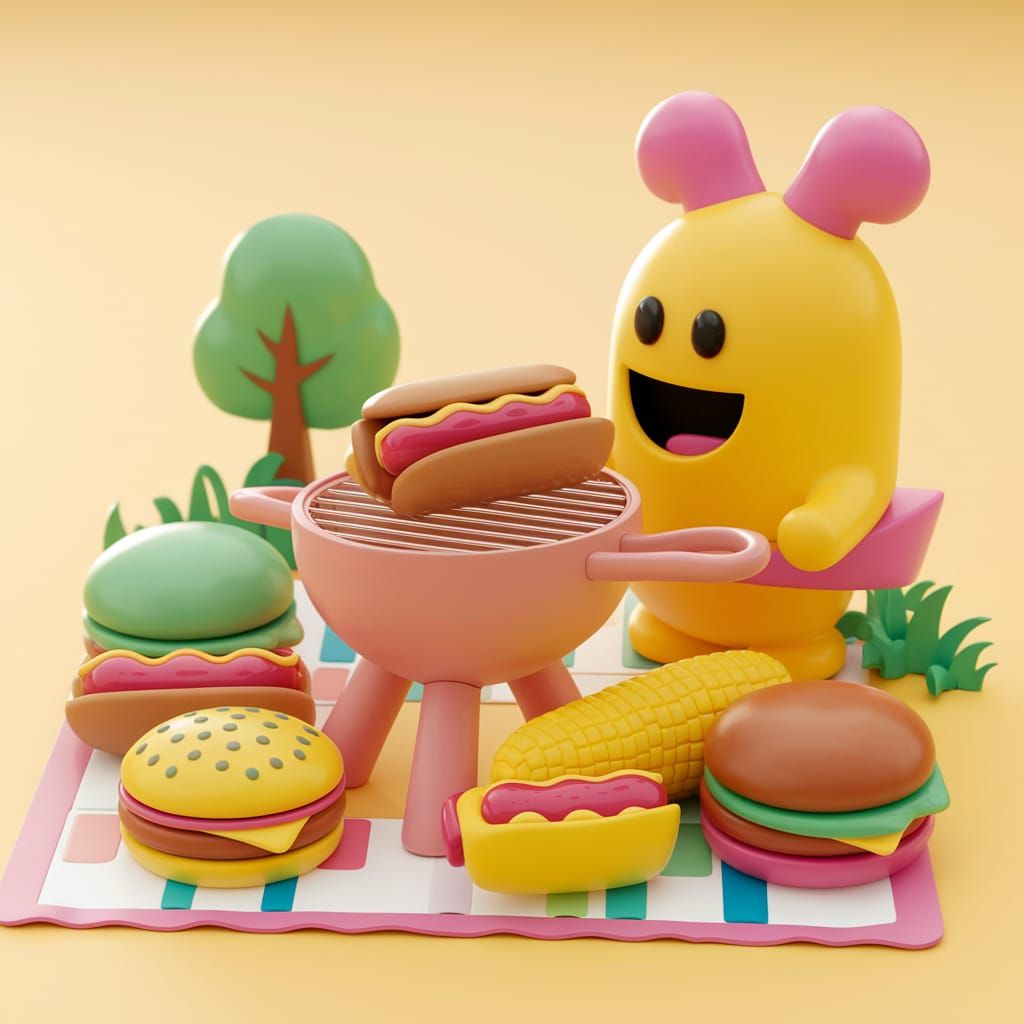 Playful Slasher Barbecue in Pastel Play-Doh