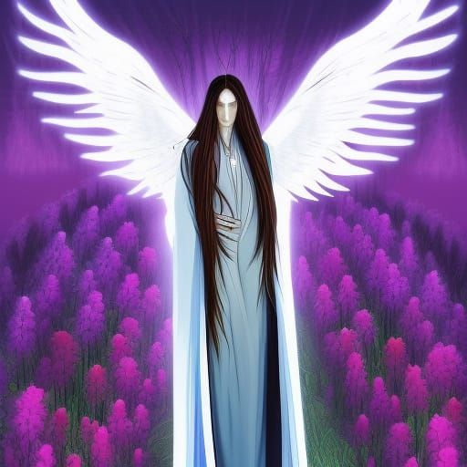 Blue-Skinned Humanoid with Wings in Golden Light