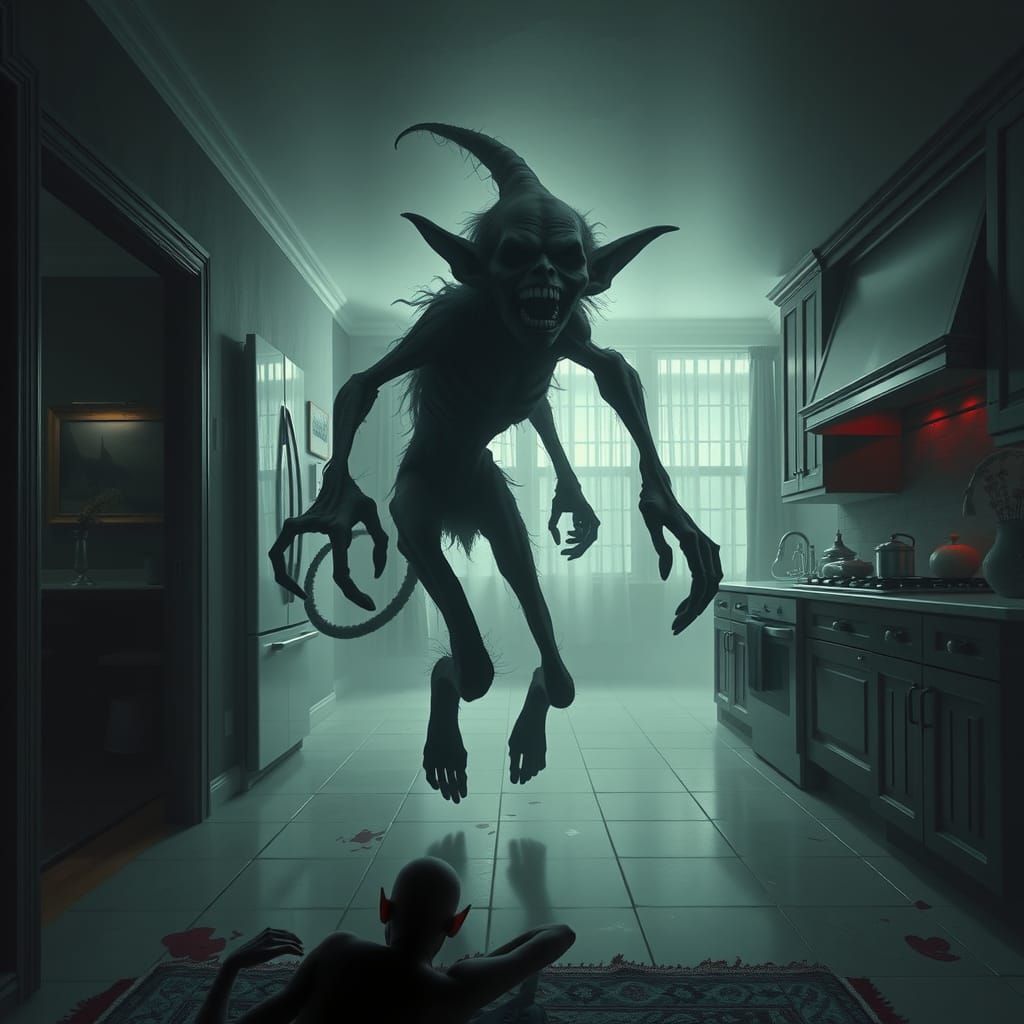 Terrifying Ghostly Elf Silhouette in Gothic Horror Style