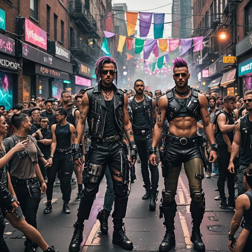 Cyberpunk Gay Pride Party with Biopunk Style