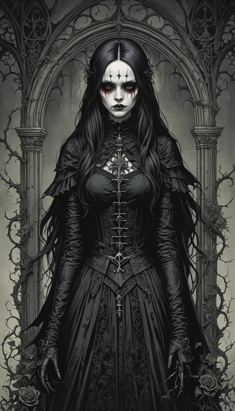 Eerie Gothic Illustration of Illness