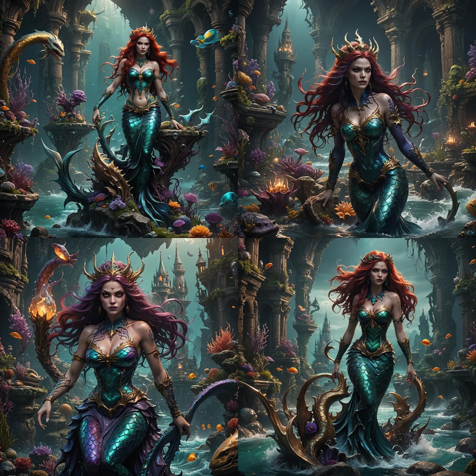 Evil Mermaid Fantasy Concept Art in 8K