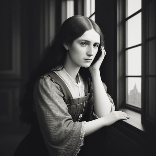 Polish Woman Gazing at Cityscape: Historical Portrait