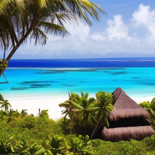 South Pacific Island Paradise with Golden Beaches