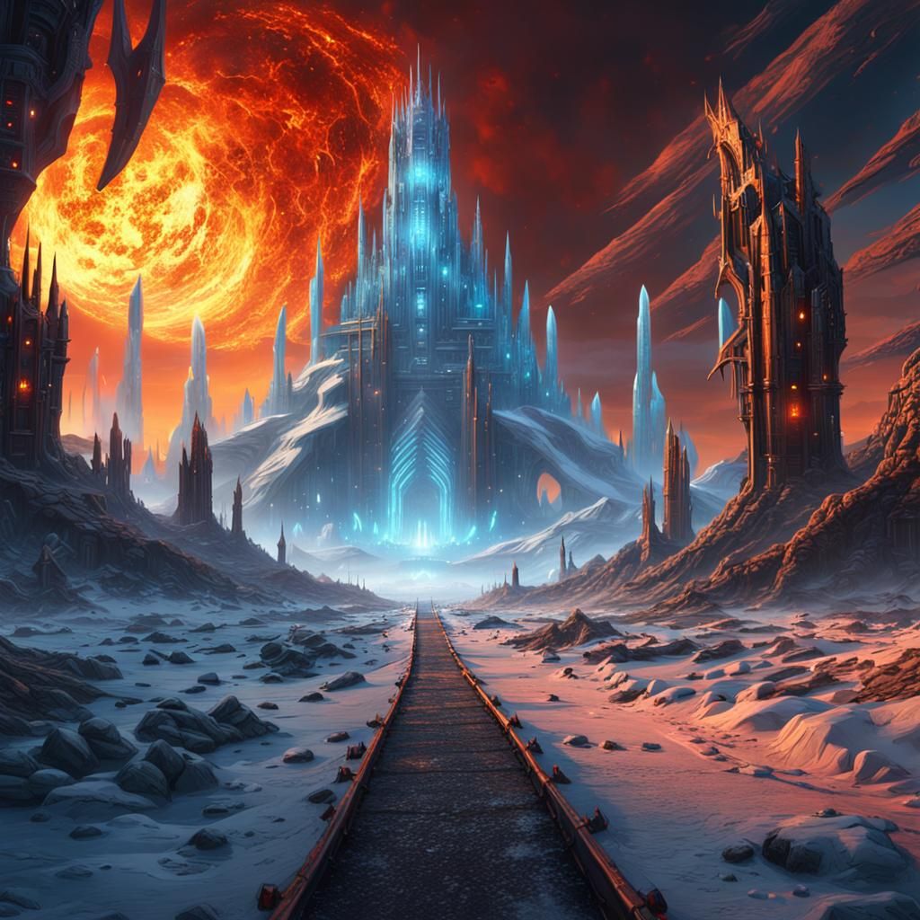 Fiery Path to Frozen City on Alien World