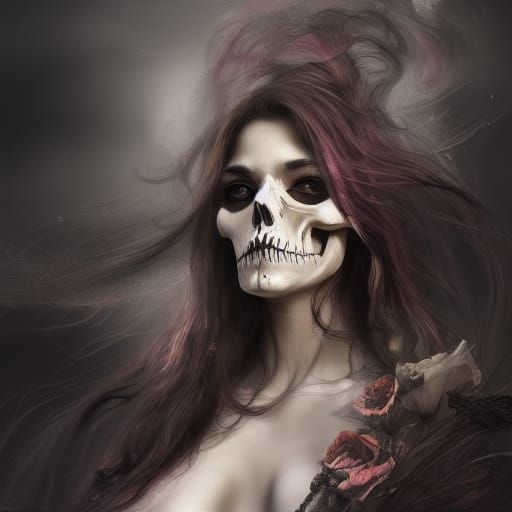 Elegant Grim Reaper Bride in Digital Art Style