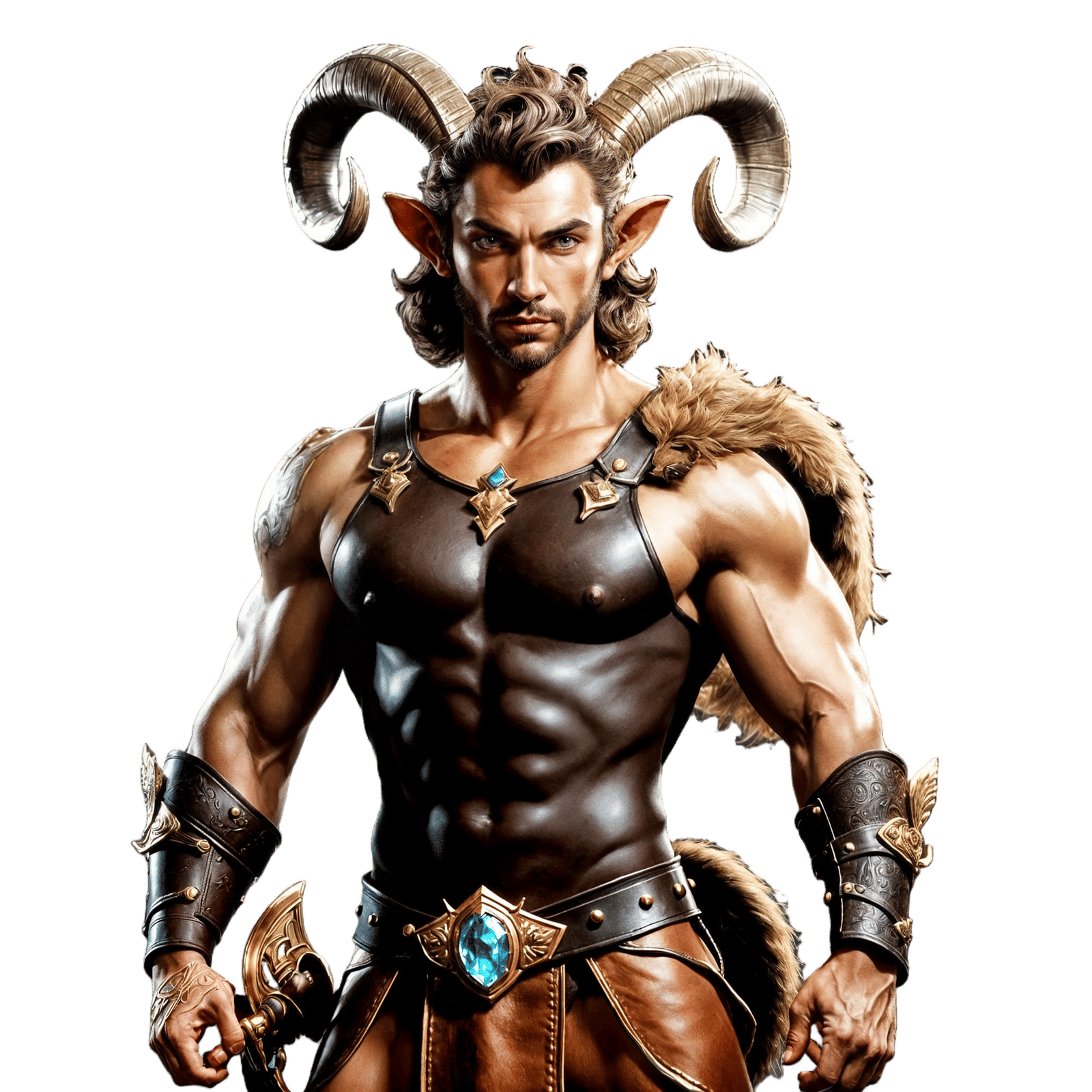 Muscular Faun in Leather Armor, Mythical Art