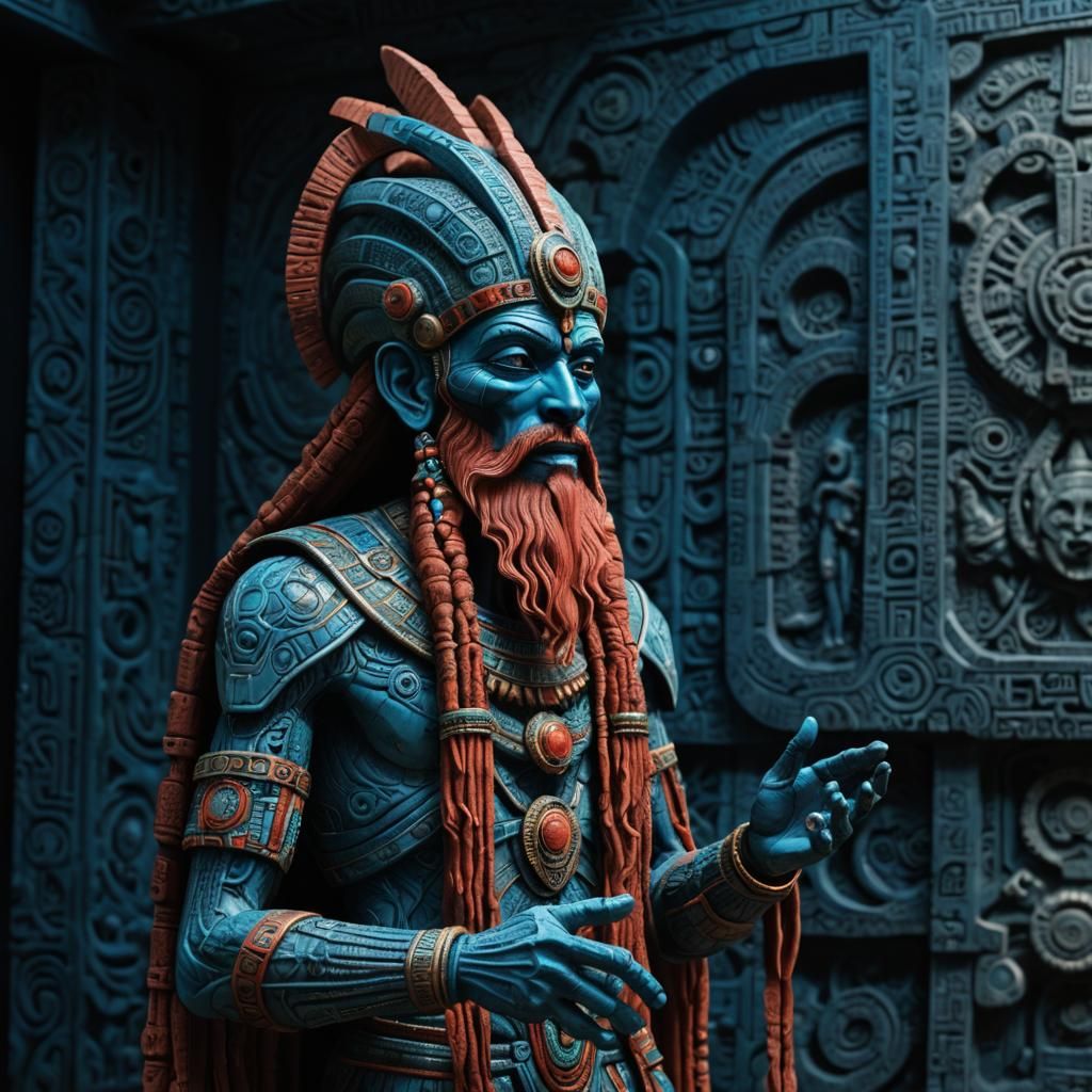 Hi-Tech Alien Anunnaki Figure in Comic Book Art