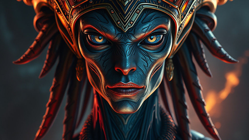 Regal Alien Portrait in a Hyper-Realistic Style