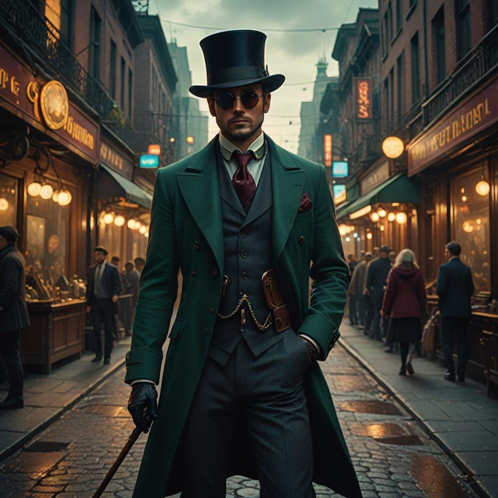 Steampunk Gentleman in Regal Attire