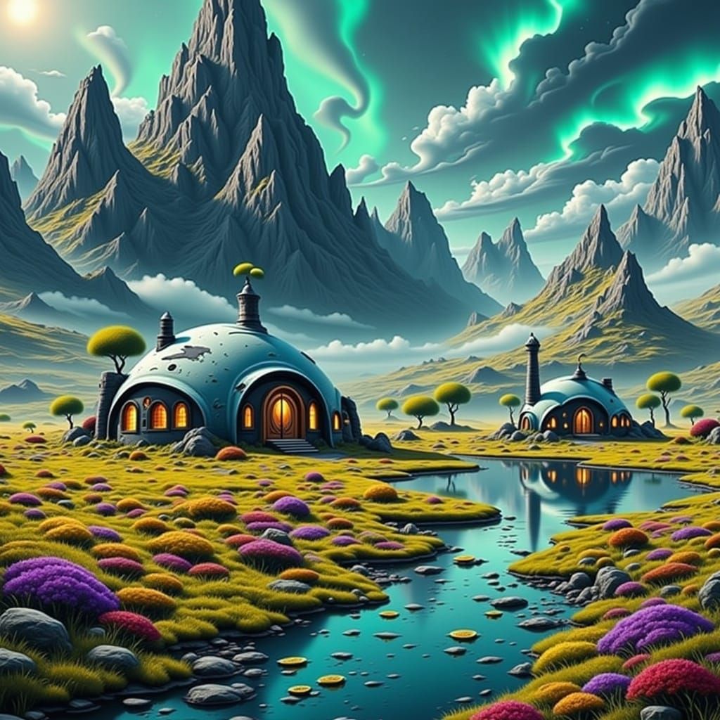 Alien Homestead: A Detailed Matte Painting