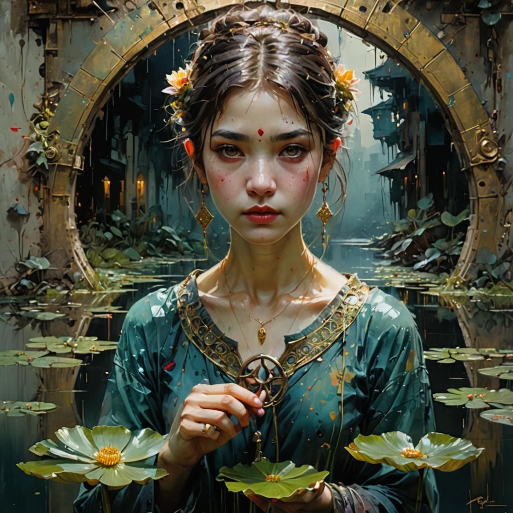 Mysterious Lotus Key with Keyhole: Matte Painting