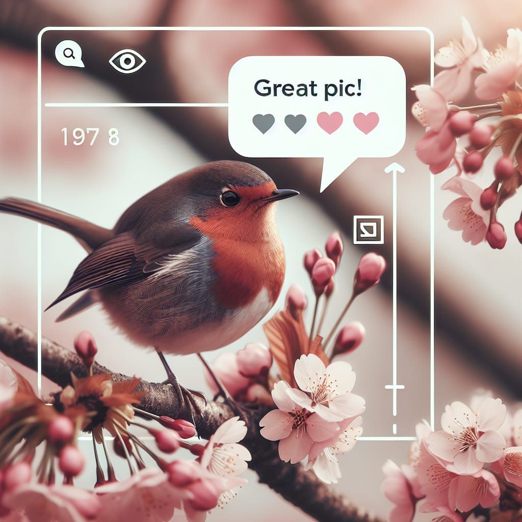 Robin in Cherry Blossoms: Springtime Still Life