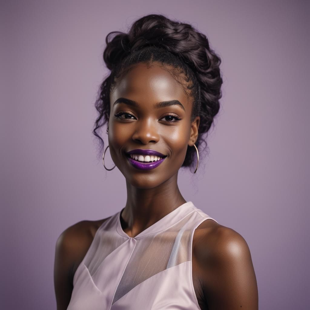 Portrait of Smiling African Woman in Pastel Hues