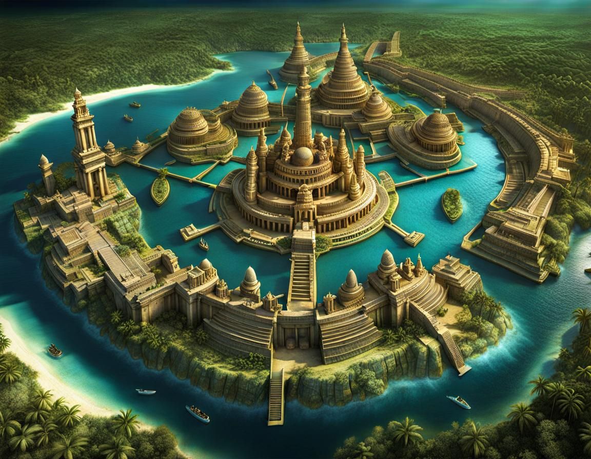 3D Satellite Map of Atlantis: Intricate Illustration