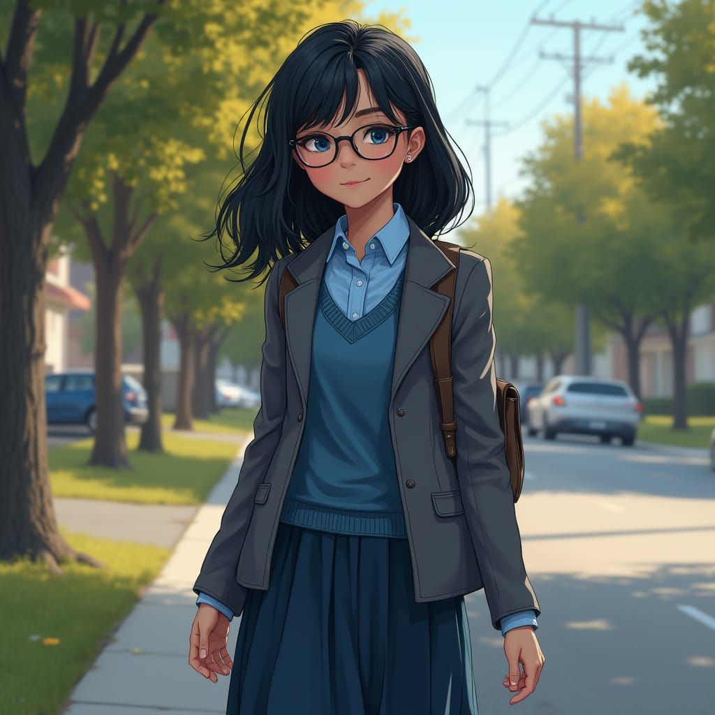 Hyper-Realistic Portrait of Yvette Rosenburg Walking Home