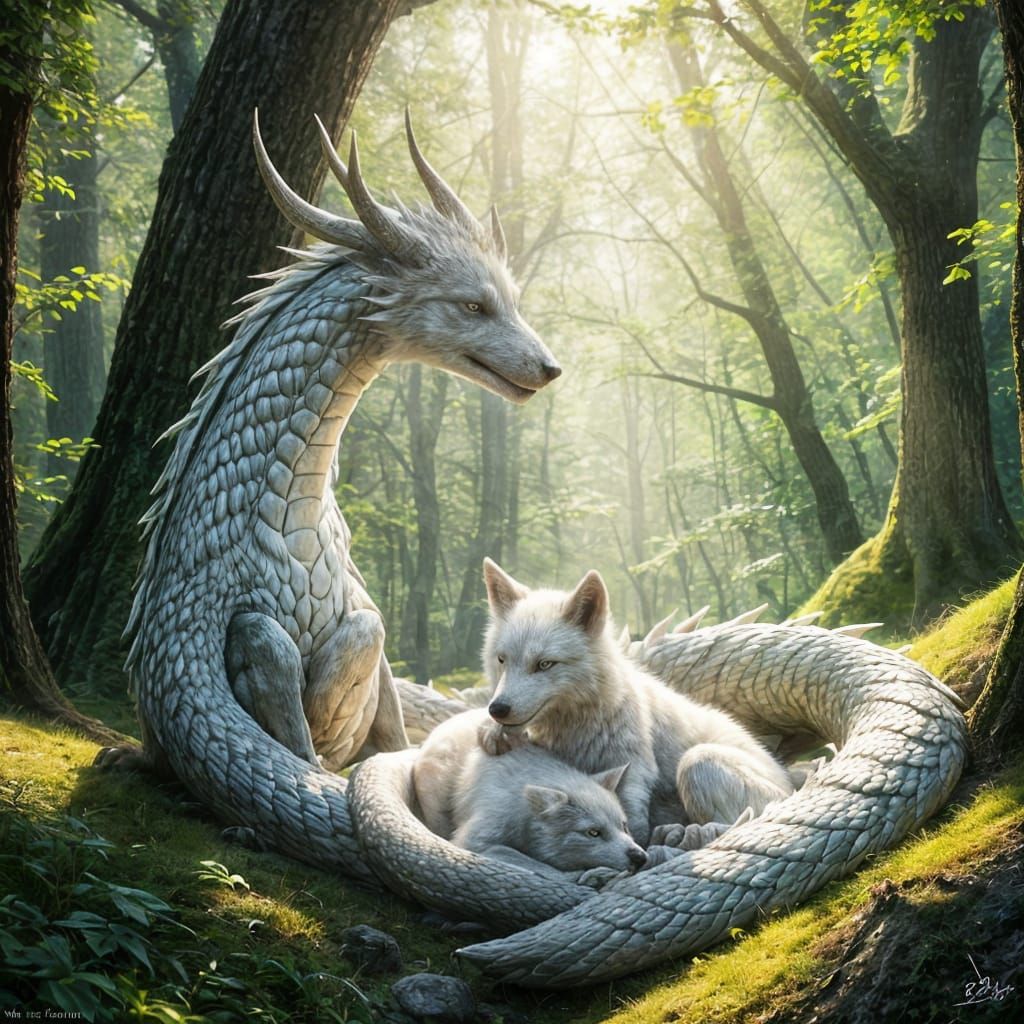 Dragon and Wolf: A Fantasy Family Portrait