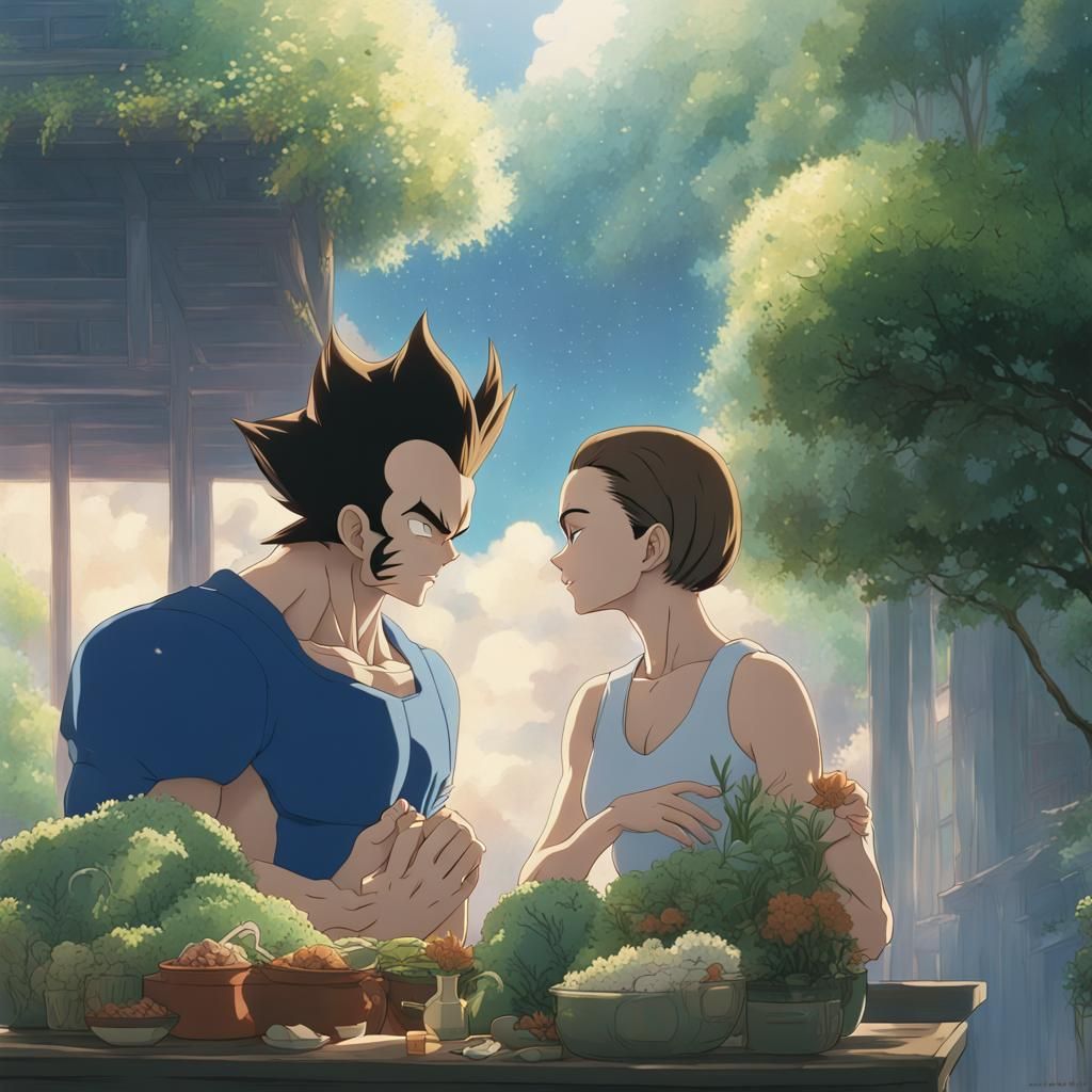 Vegeta and Natalie Portman Anime Romance, Ghibli Style