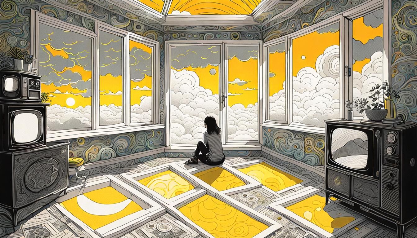 Surreal Colorful Nature Seen Through Broken Window