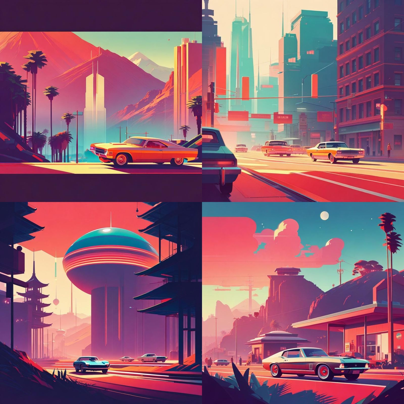 Retro-Futuristic Illustration in Style of James Gilleard