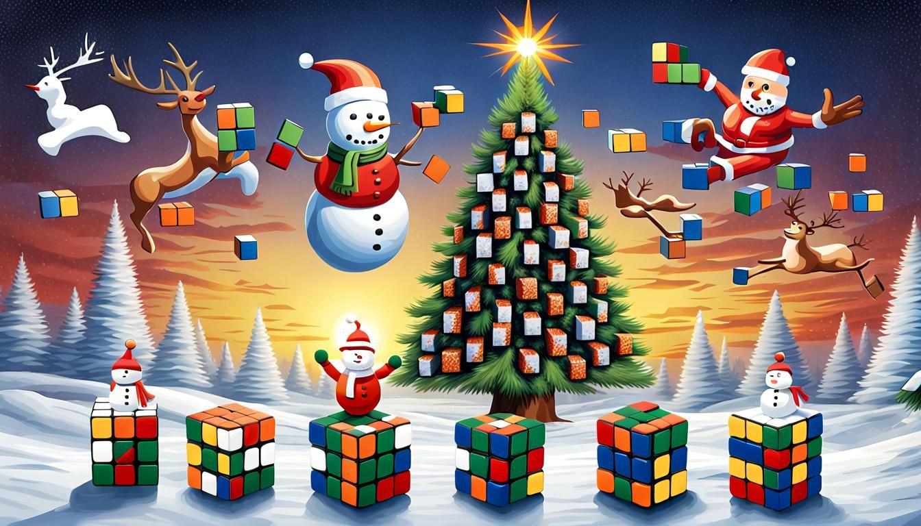 Surreal Christmas Wonderland on a Twisty Rubik Cube
